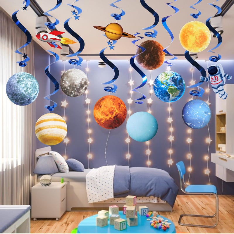 Easy Joy Solar System Hanging Swirl 12 Pieces Decorations Outer Space Party Planets Supplies Space Decorations Party Galaxy Room Decor - Image 4